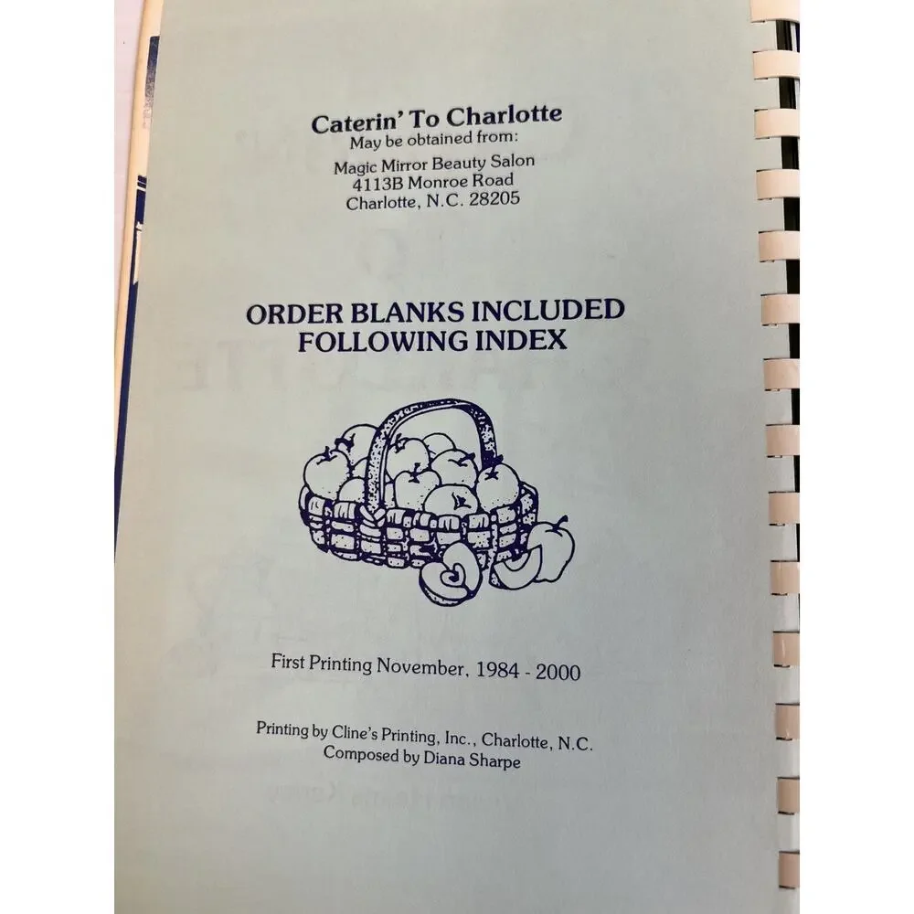 Caterin' To Charlotte Cookbook 1984 Vivian Kerley Southern Recipes Party Dinner